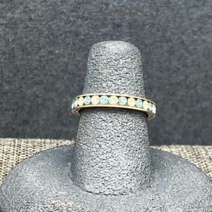 925 Rhinestone Ring As Is Size 6 Sterling Silver IBB TW Blue Clear Bling Retro